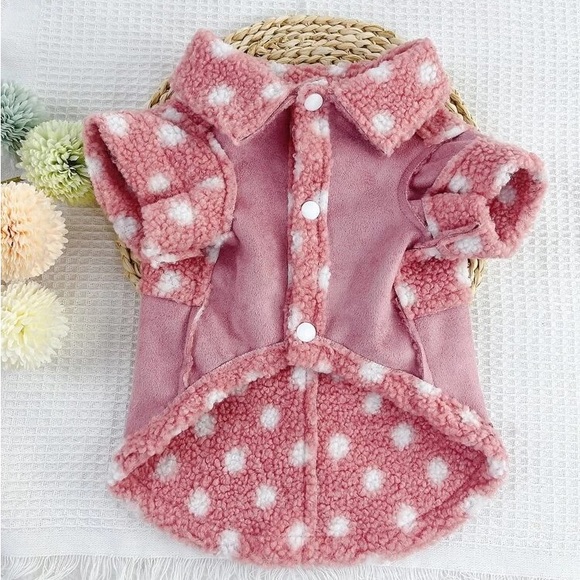 Polka Dot Pattern Reversible Pet Coat S Pink - Picture 5 of 6